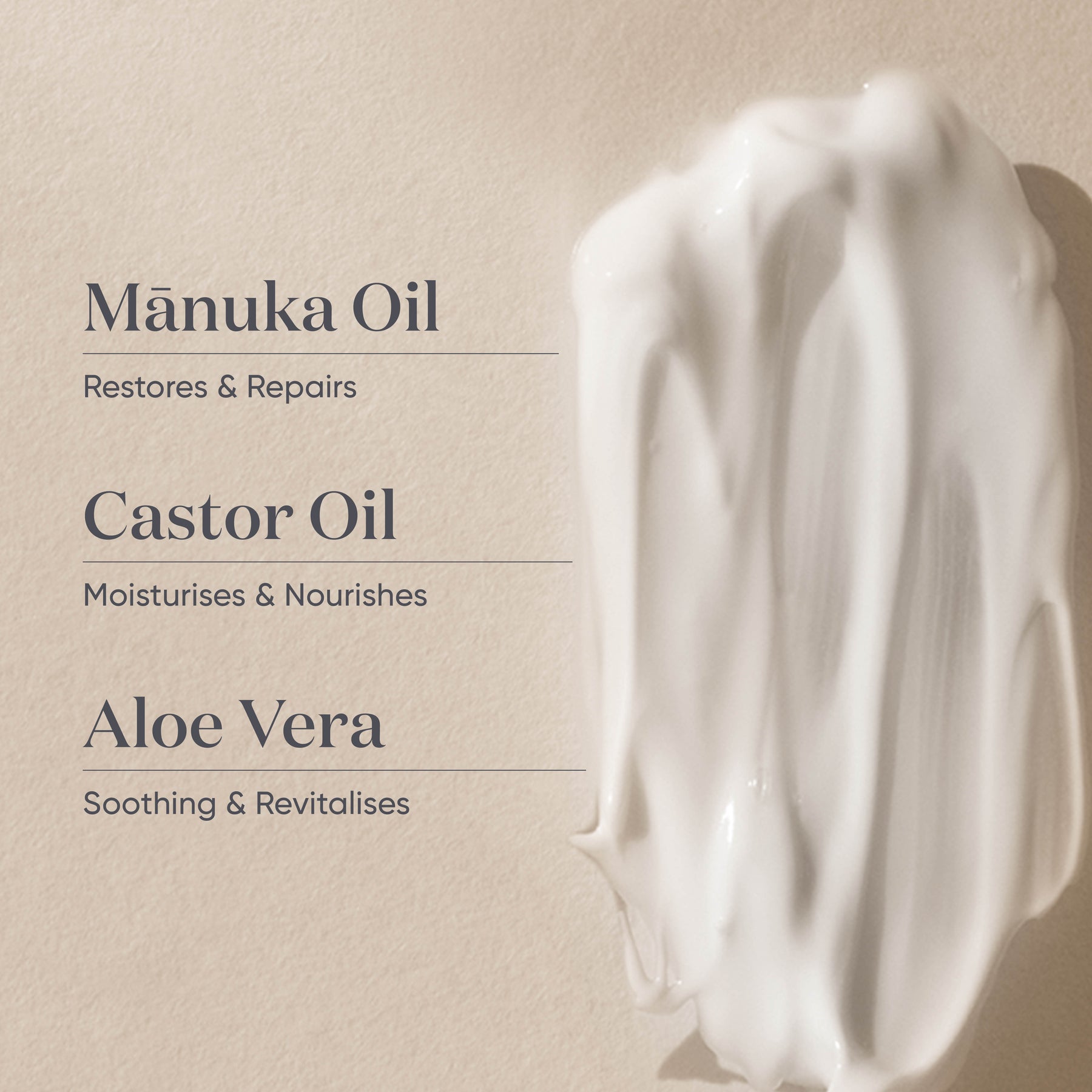 ManukaRx Hydrating Hand Cream product benefits listed next to product swatch