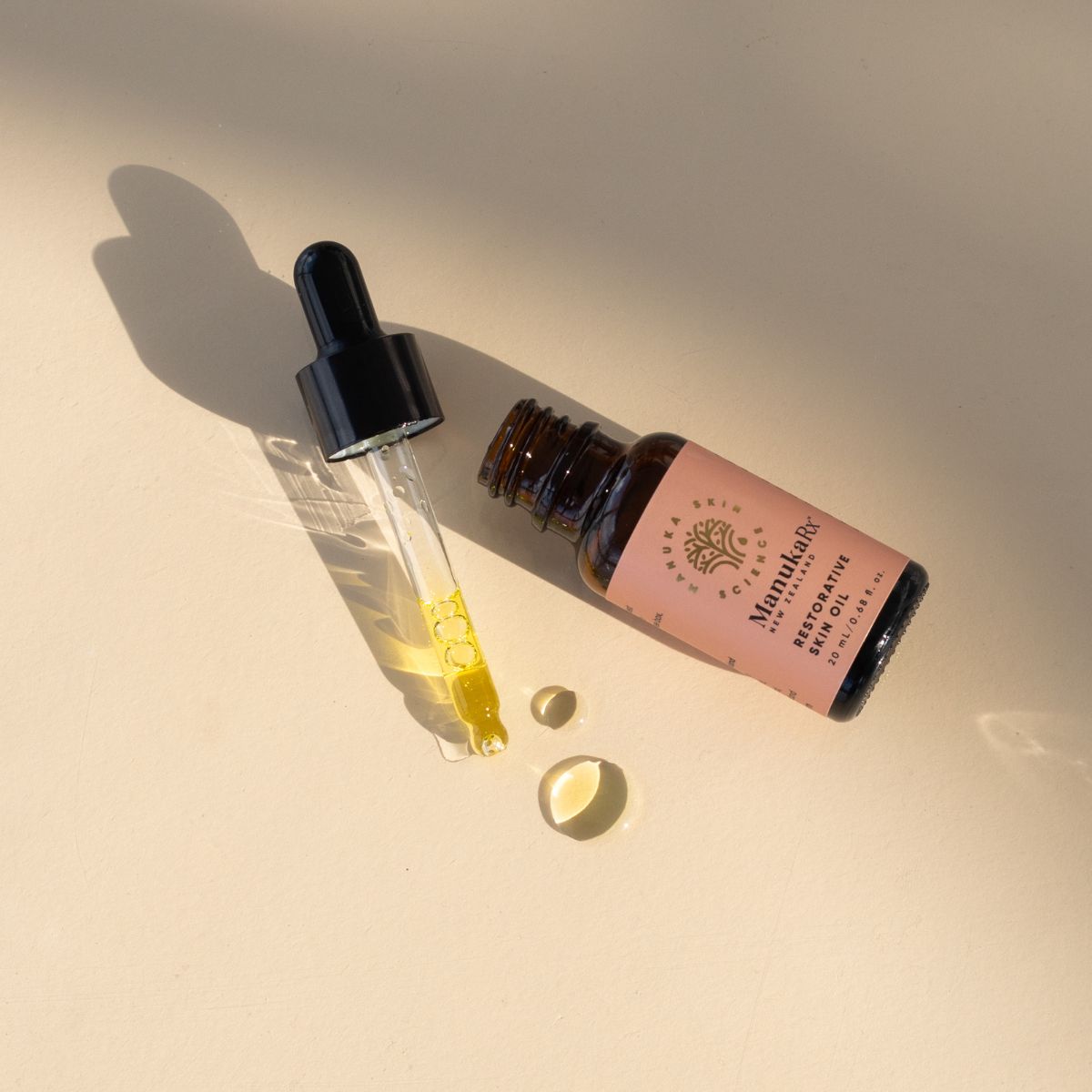 ManukaRx Restorative Skin Oil bottle and dropper
