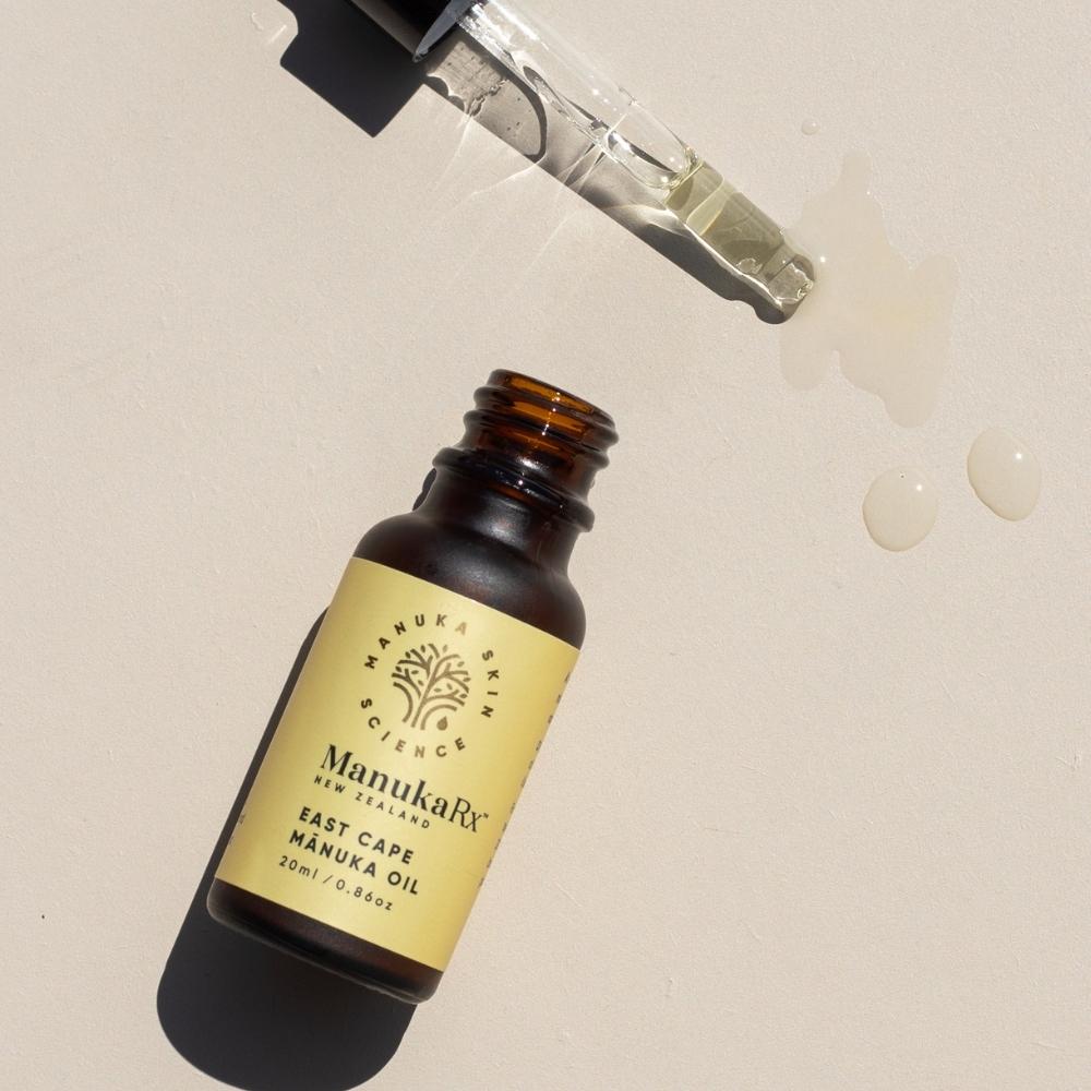 ManukaRXxEast Cape Mānuka Skin Oil Blend bottle and dropper